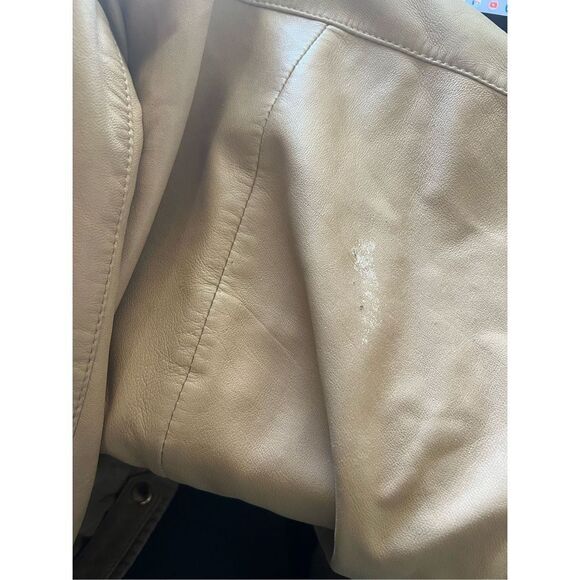 Massimo Dutti Women's Tan Sheep Skin Leather Moto Jacket - Picture 9 of 9